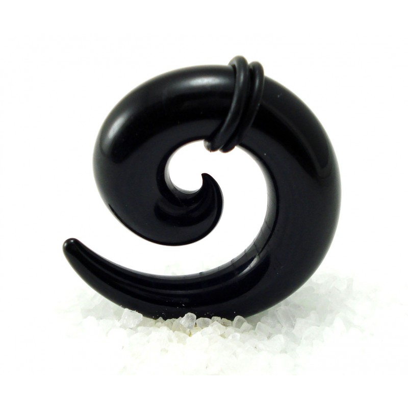 Faux piercing plug corne noir acrylique 