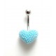 Piercing nombril coeur perle de culture bleu