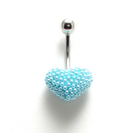 Piercing nombril coeur perle de culture bleu