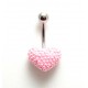 Piercing nombril coeur perle de culture rose