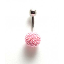 Piercing nombril boule perle de culture rose