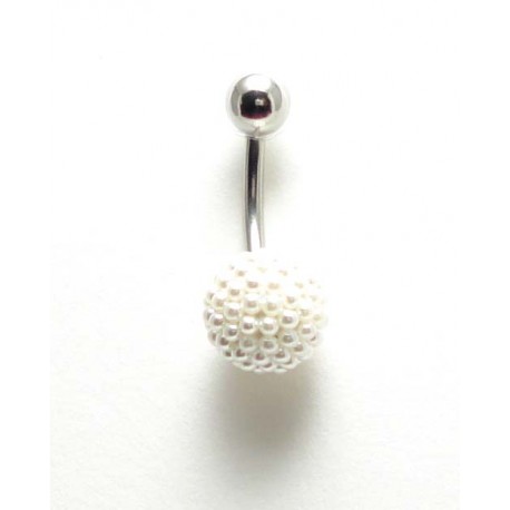 Piercing nombril boule perle de culture blanc