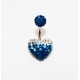 Piercing nombril swarovski coeur dégradé bleu