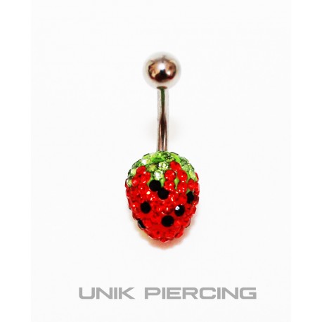 Piercing nombril swarovski fraise