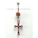 Piercing nombril Croix cristal rose ou blanc