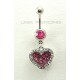 Piercing nombril double coeur cristal rose