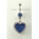 Piercing nombril double coeur cristal bleu